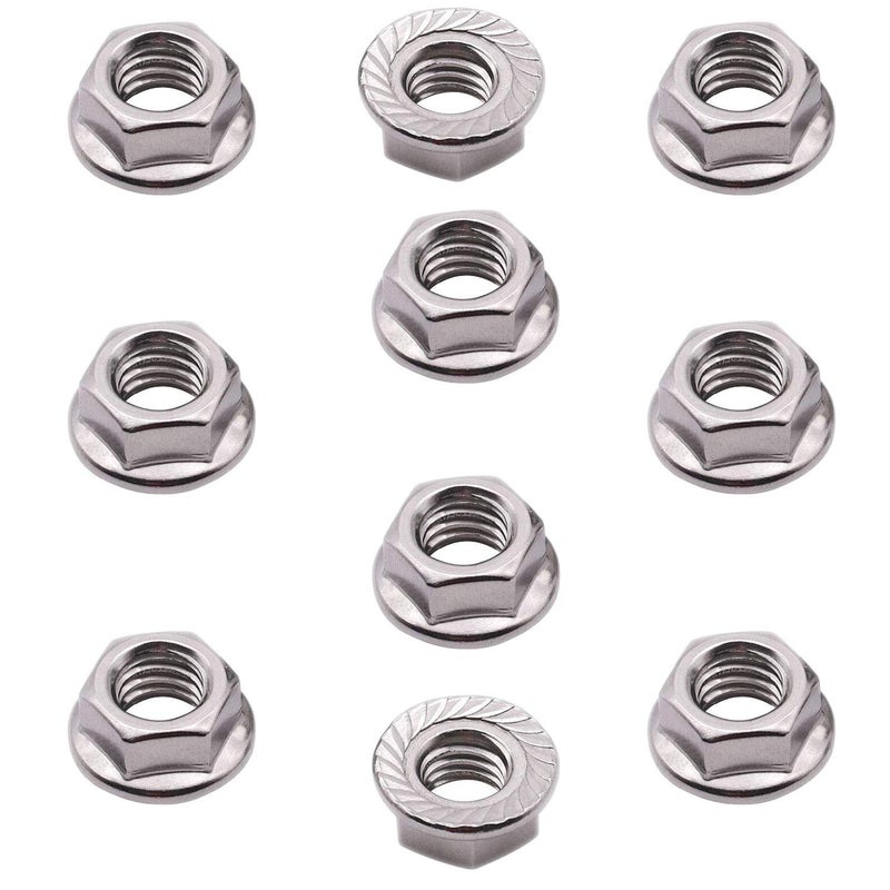 SpzcdZa M12 x 1.75mm Serrated Flange Hex Lock Nuts, 10pcs 304 Stainless Steel Serrated Metric Hex Flange Lock Nuts,Bright Finish - Image 1